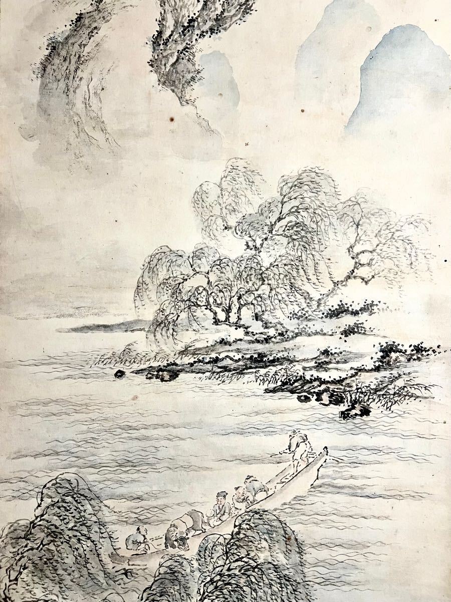 URA]世界的水墨画家/渡辺悟仙『東尋坊』/肉筆水墨画/71cm×64cm/4