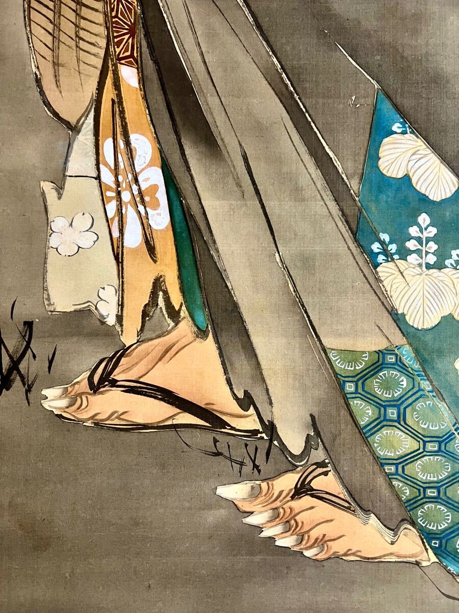 真作】【仙】中川廣嶺「金太郎山姥之図」絹本 肉筆 合箱 大幅 真作】【仙】中川廣嶺「金太郎山姥之図」絹本 肉筆 合箱 大幅