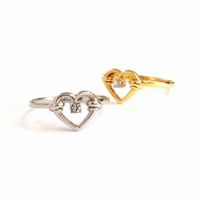 【日本制】Open Heart☆クリスタル＆ハートリング　リング2種?リングサイズ 22種?寶石18種【　ライトアメジスト　】。フリーチョイス！