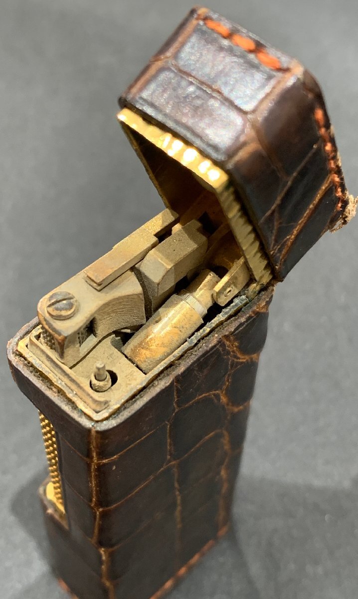 【5AN伊■010002E】★dunhill★ダンヒル★レザーケース付き★ローラーガスライター★ゴールドカラー★着火確認済★