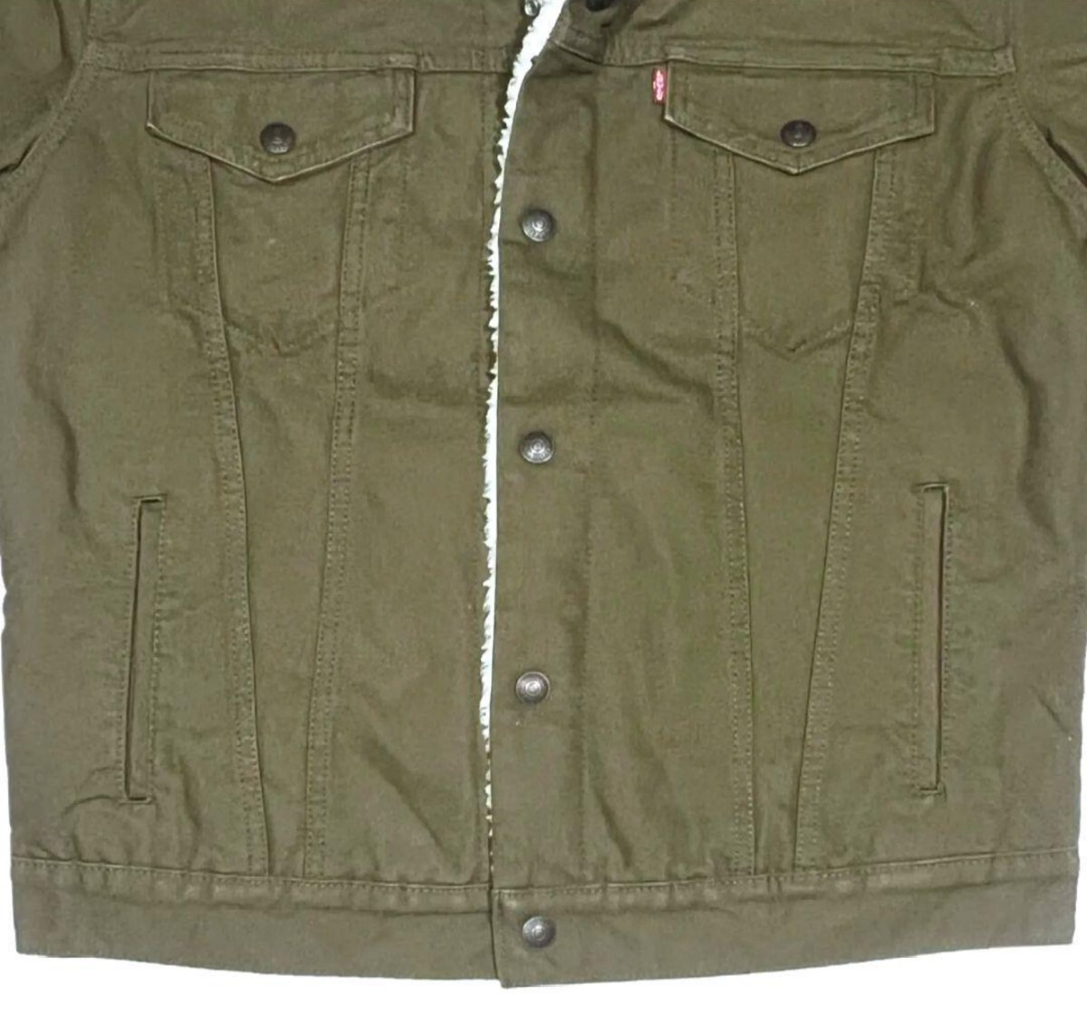 新品 M L サイズ Levi's リーバイス 里ボア Gジャン シェルパ ジャケット モコモコ JKT ジージャン オリーブ カーキ グリーン ボア 防寒