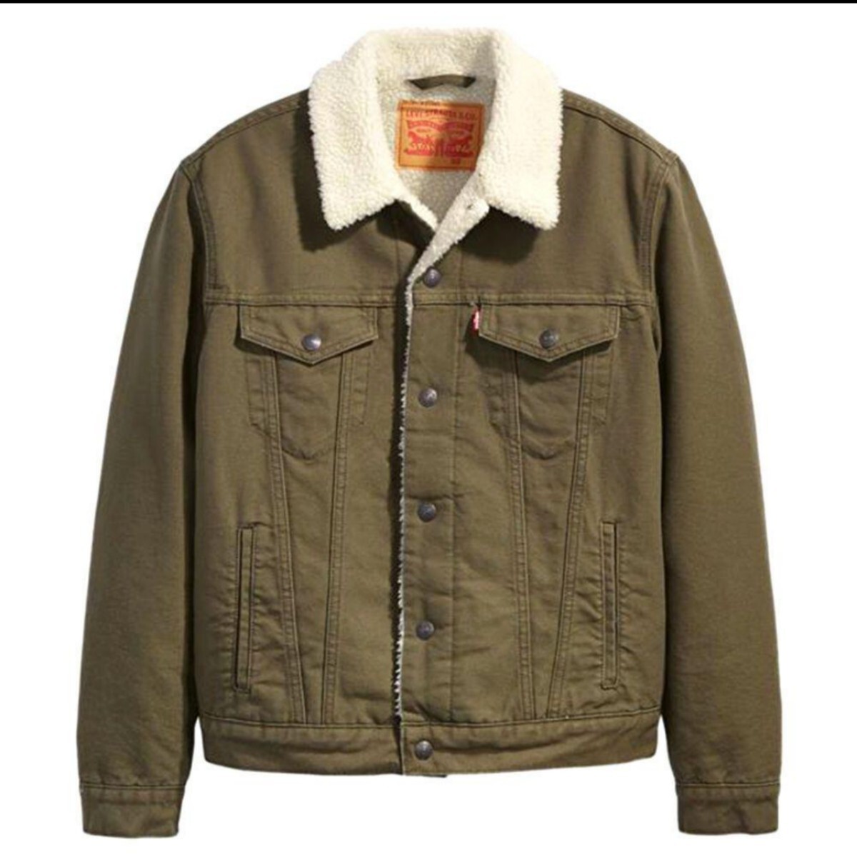 新品 M L サイズ Levi's リーバイス 里ボア Gジャン シェルパ ジャケット モコモコ JKT ジージャン オリーブ カーキ グリーン ボア 防寒
