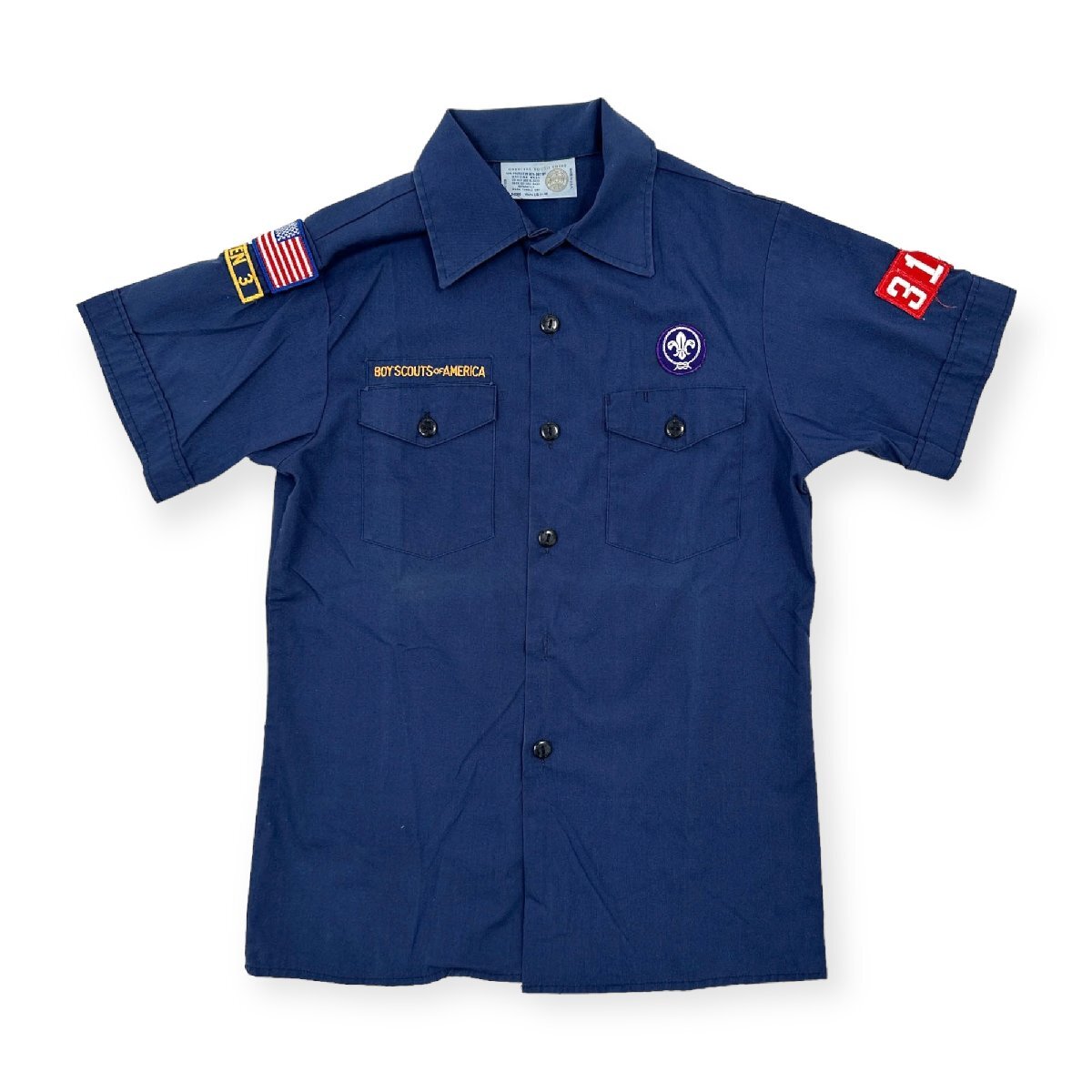 90s USA製 BOY SCOUTS OFFICIAL YOUTH SHIRT 半袖 ボーイズスカウト シャツ ユニフォーム LG(14-16)/古着/ビンテージ