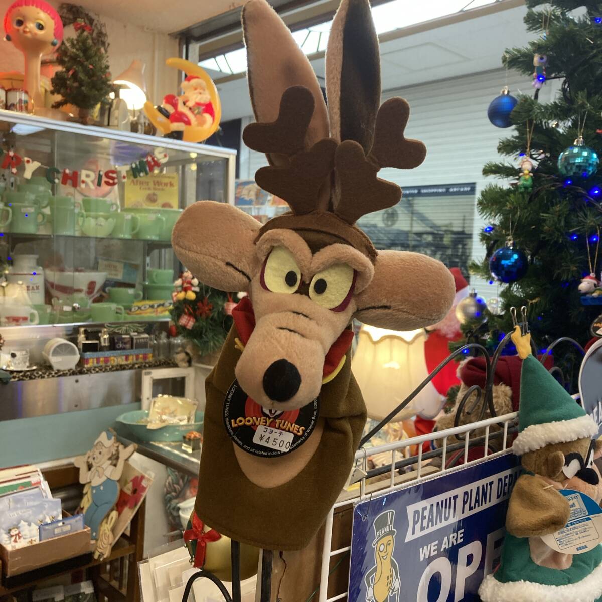 ヴィンテージ★ルーニートゥーンズ　ワイリーコヨーテ　クリスマス　パペット　人形★レトロ、ぬいぐるみ