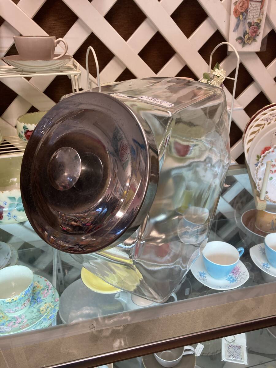 ヴィンテージ★ガラスのジャー、保存容器、レトロ☆ガラス瓶、駄菓子屋、当時物