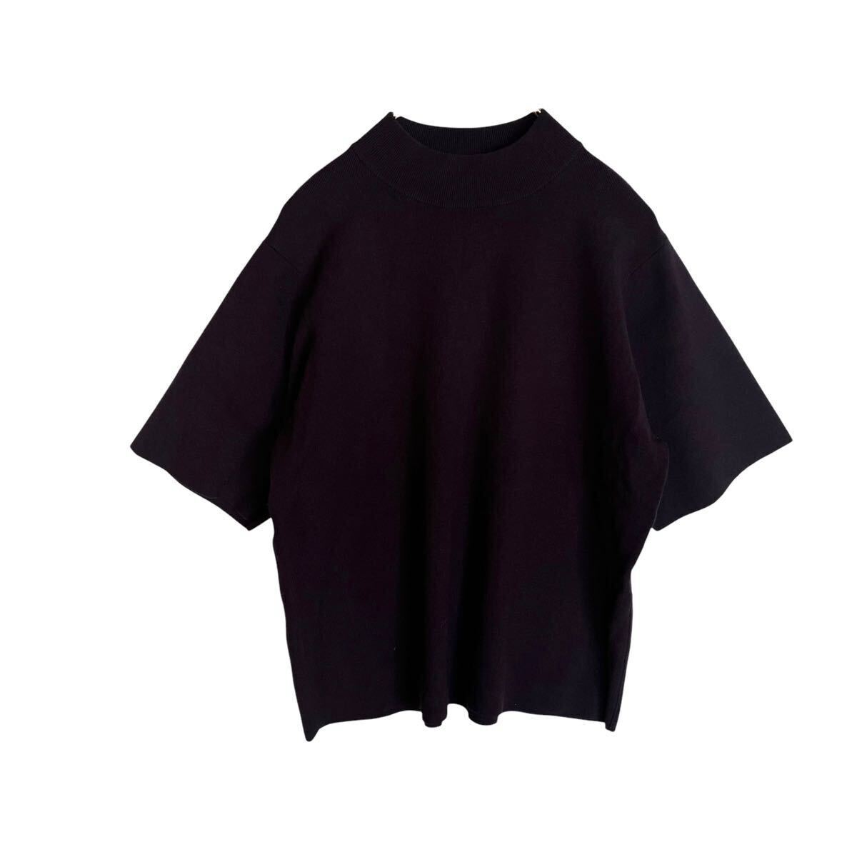 【AY1915】Mila Owen ミラオーウェン　半袖ニット　ハイネック　紺　レディース　1サイズ_画像2