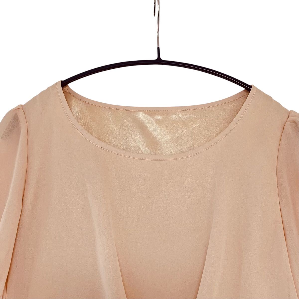 ★ 新品 未使用 タグ付き KIREISPOT キレイスポット ベージュ ブラック 半袖 ワンピース シースルー バイカラー ドレス Mサイズ_画像3