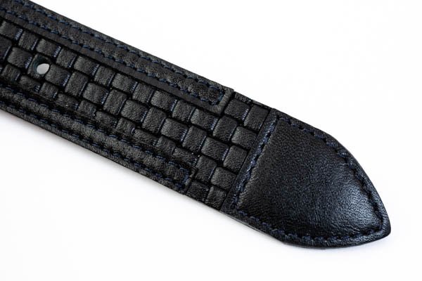 TENORAS ティノラス メンズ ベルト レザー 格子編型押 ブラック サイズL #37506_画像6