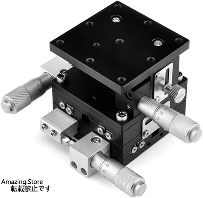 マイクロメーターリニアステージトリミングプラットフォーム、生産機械、試験装置、光学実験測定用XYZ 3軸手動リニアステージ、60 x 60mm