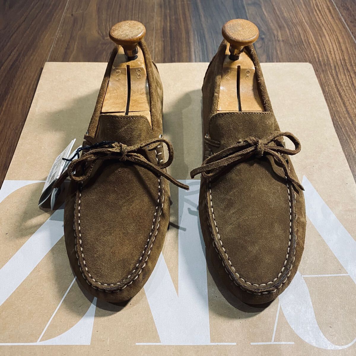 新品 ZARA 本革 ドライビングシューズ 26 5cm 41 BROWN SUEDE 新品 ZARA 本革 ドライビングシューズ 26 5cm 41 BROWN SUEDE