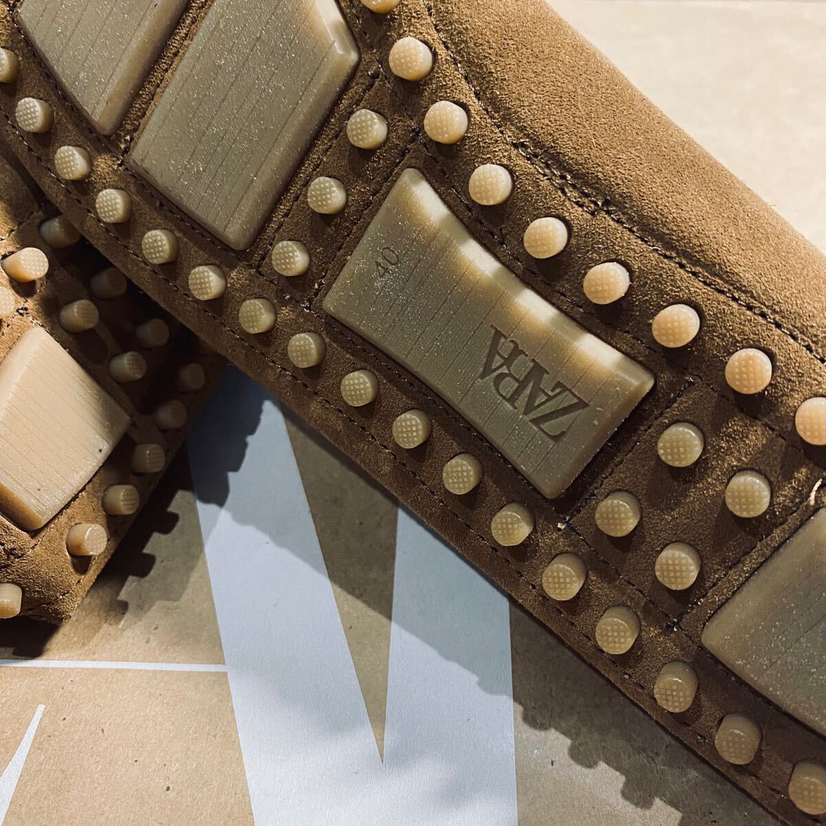 新品 ZARA 本革 ドライビングシューズ 26 0cm 40 BROWN SUEDE 新品 ZARA 本革 ドライビングシューズ 26 0cm 40 BROWN SUEDE