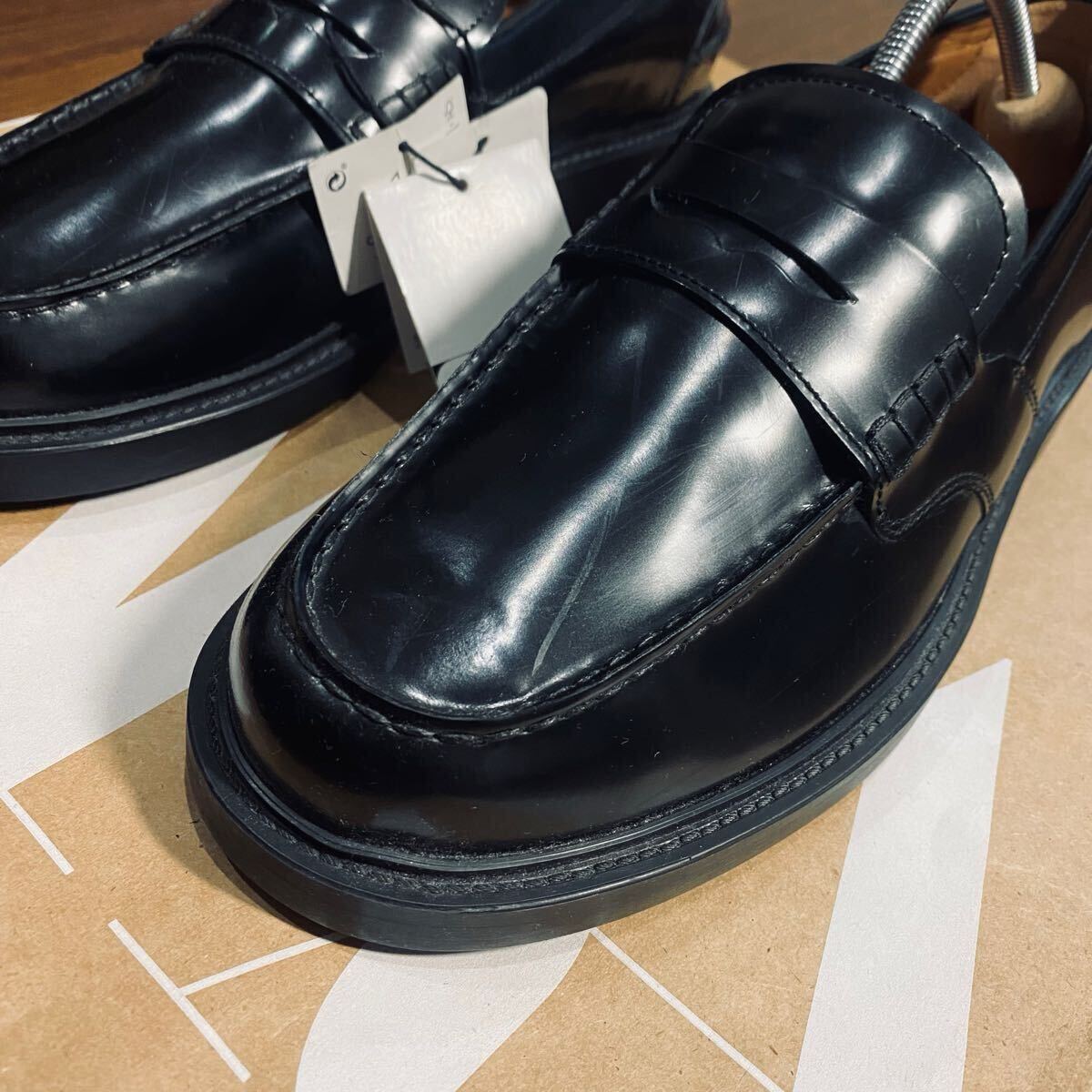 新品 ZARA 本革 コインローファー 26 0cm 40 ALL BLACK メンズ 新品 ZARA 本革 コインローファー 26 0cm 40 ALL BLACK メンズ