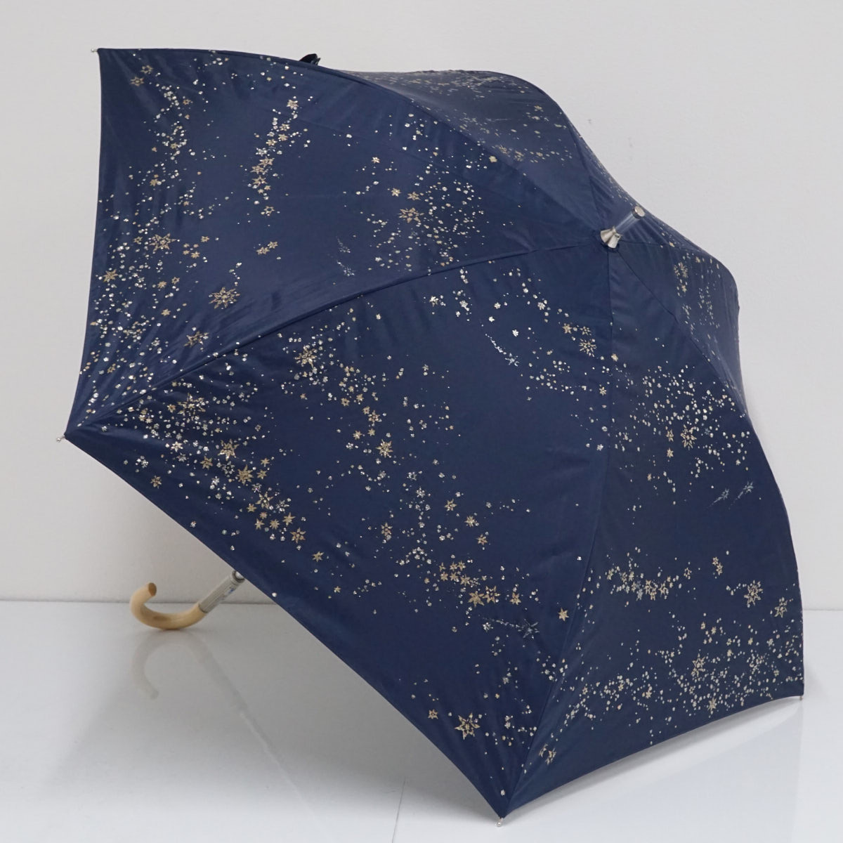 晴雨兼用日傘 JILL STUART ジルスチュアート USED美品 ネイビー ラメ 星 UV 遮光 グラス骨 50cm S1987