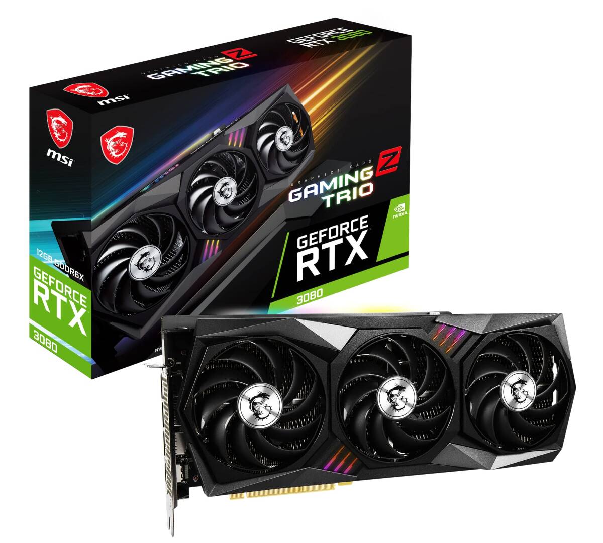 【中古】MSI GeForce RTX 3080 GAMING Z TRIO 12G LHR グラフィックスボード VD7960