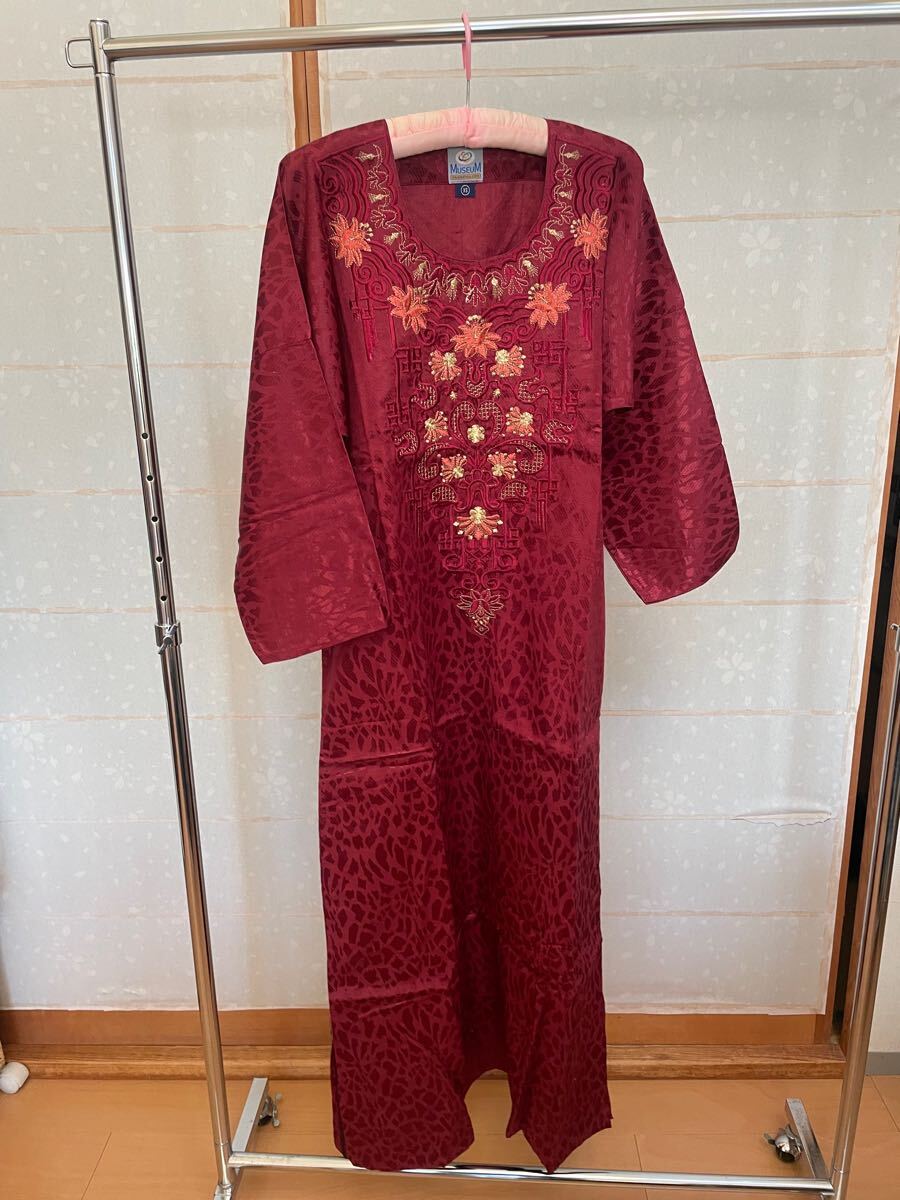 エジプト衣装　ガラベーヤ　えんじ 着物