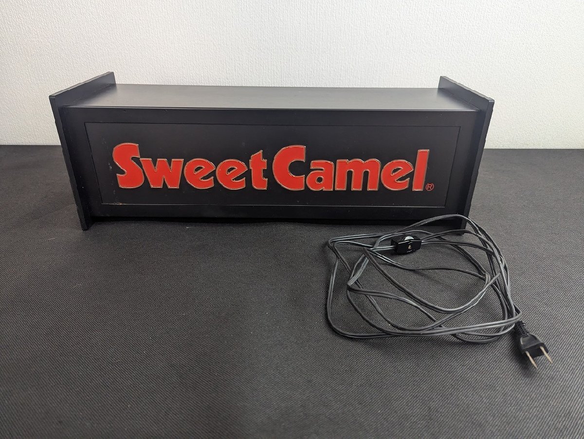 長○M131/電飾看板　Sweet Camel スウィートキャメル ネオンサイン ネオン看板　アンティーク　全長約51.5cm　点滅確認済/1円～