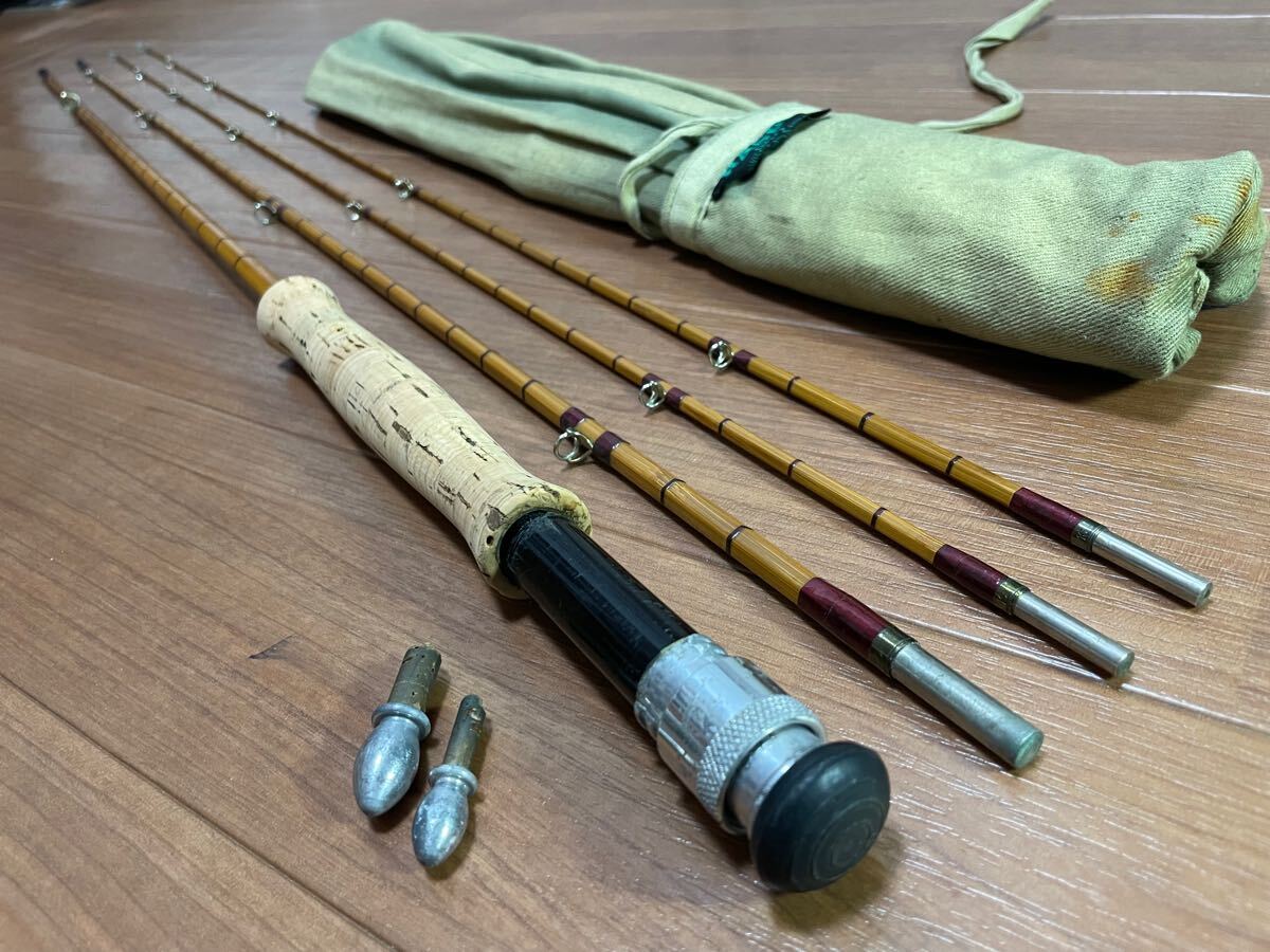 ★即決！稀少 オールド ハーディ ゴールドメダル バンブー 9'6 #6 3ピース 2ティップ 美品！梱包費無料 Hardy Gold Medal 袋付き 段巻き★
