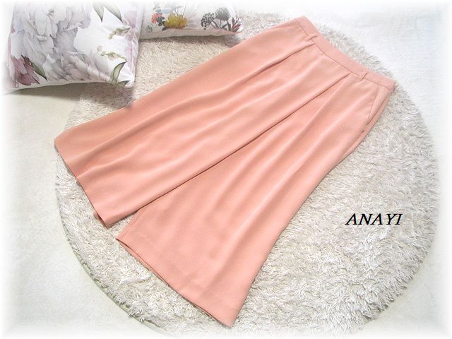 送料無料*アナイ/ANAYI*タックデザインフレアパンツ/スカート見え/サイドファスナー/日本製/36