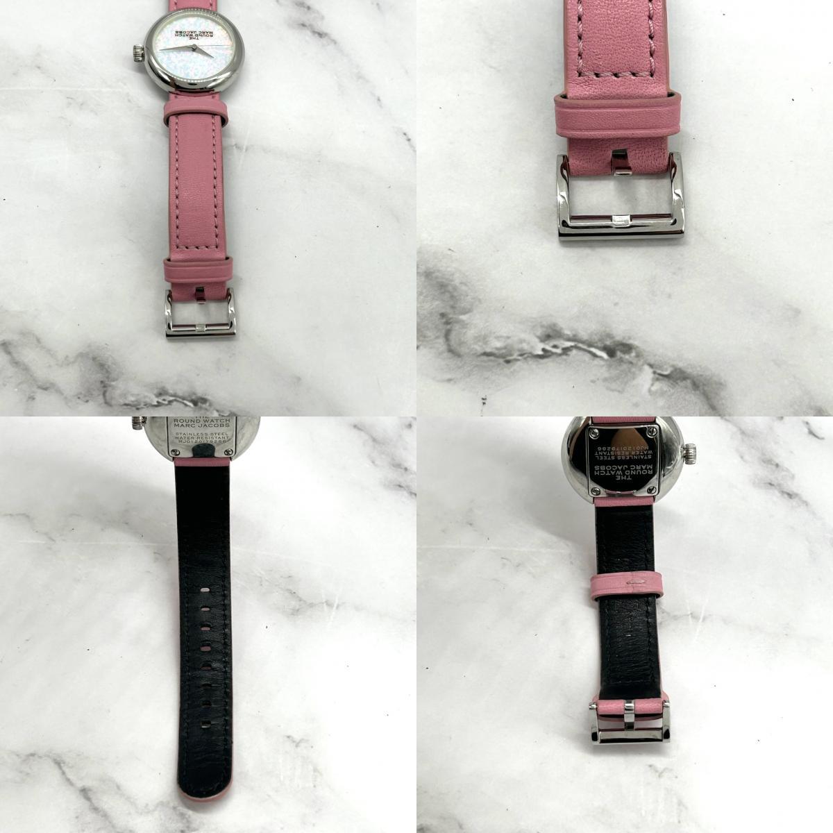 The Marc Jacobs The раунд часы 32mm женские наручные часы кварц батарейка заменена розовый кожа G1