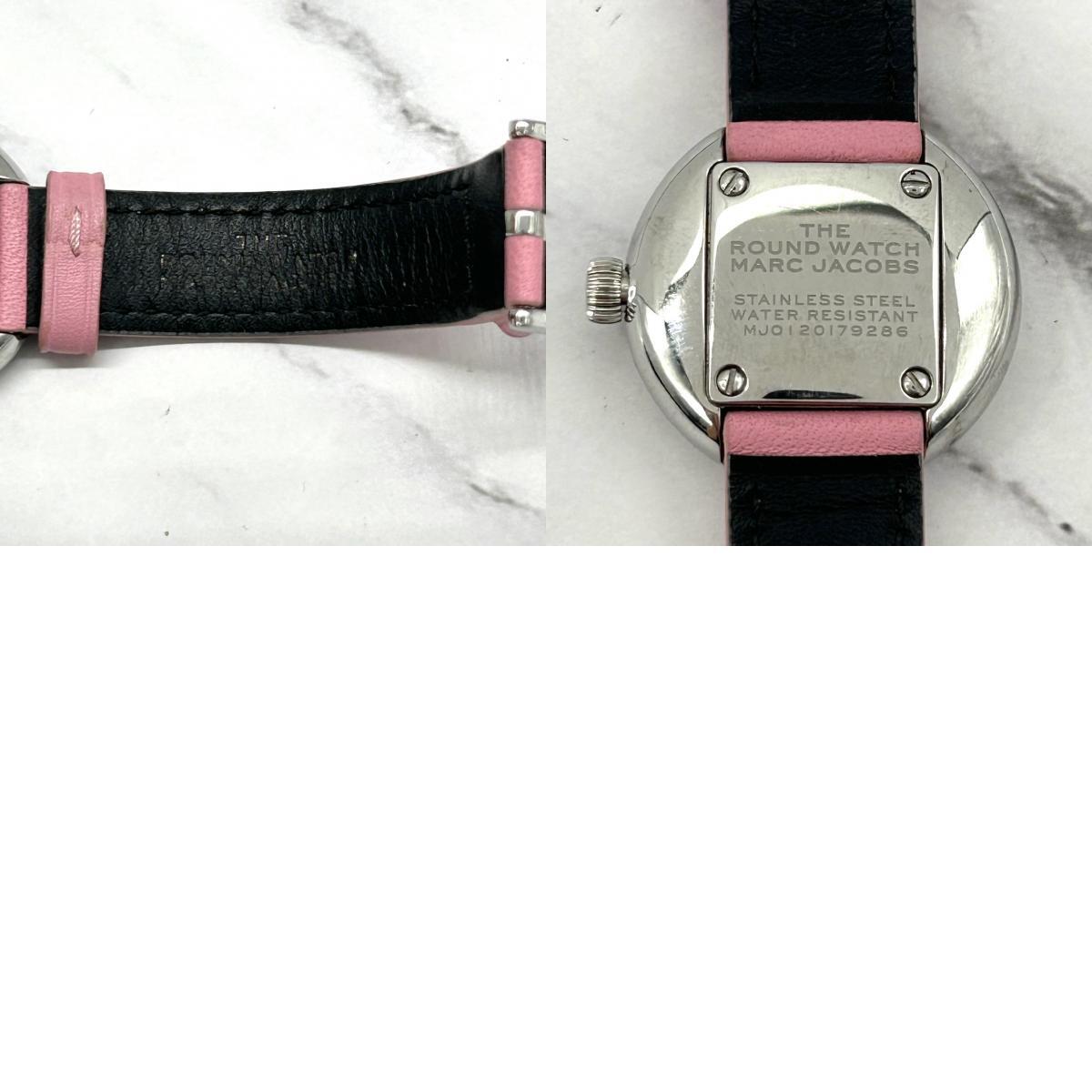 The Marc Jacobs The раунд часы 32mm женские наручные часы кварц батарейка заменена розовый кожа G1