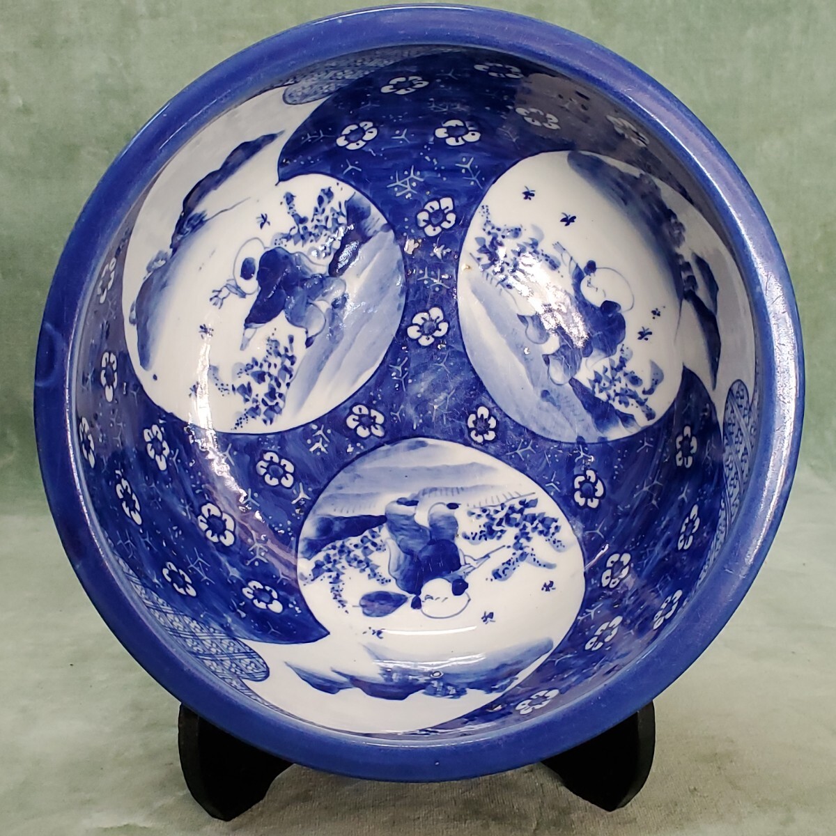 伊万里 有田 染付 唐子 大鉢（検索 古伊万里 皿 骨董 レトロ