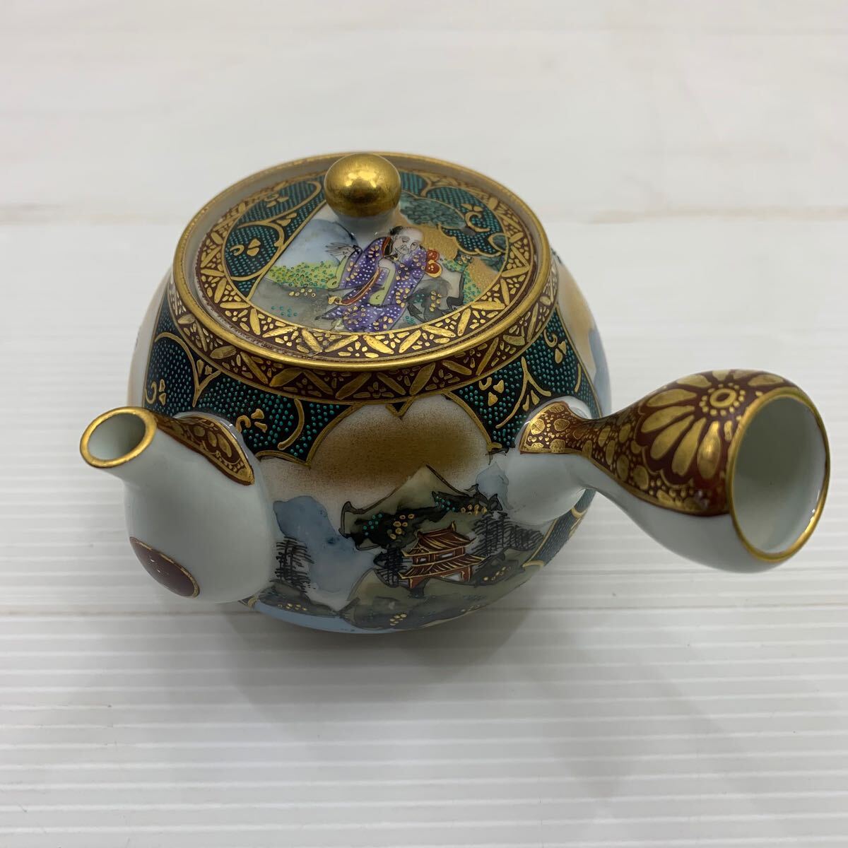 清水焼 金彩青粒 茶器 急須 湯呑 湯冷 煎茶道具 茶道具 全7点
