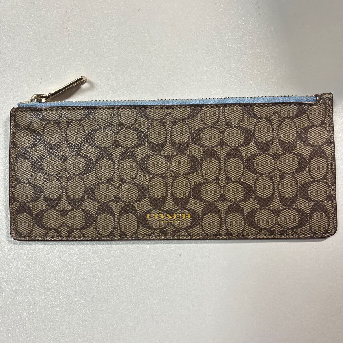COACH ポーチ　小物入れ　ブラウン　レザー　シグネチャー　 コーチ　レディース　ブラウン