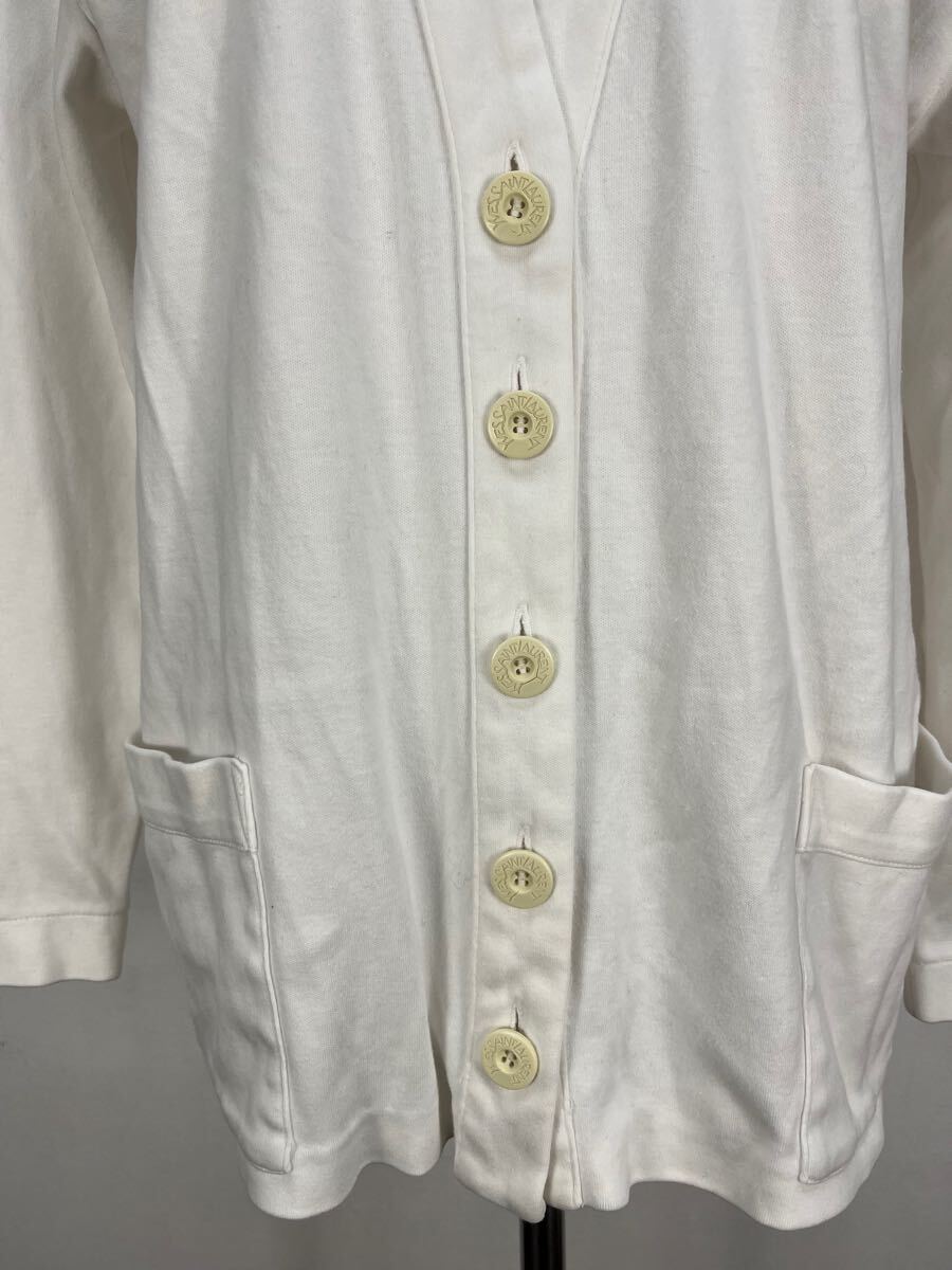 vintage YSL ヴィンテージ　イヴ?サンローラン　レディース　ホワイト　コットン　カーディガン　ジャケット　M