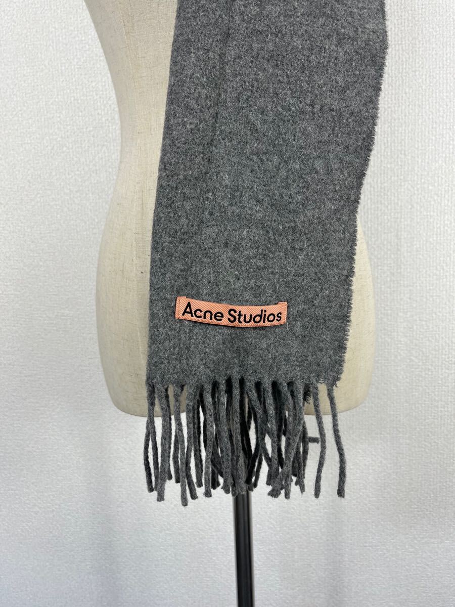ACNE studios アクネ　ステュディオス　グレー　ウール　マフラー　ストール　大判　フリンジ　アクセサリー_画像3
