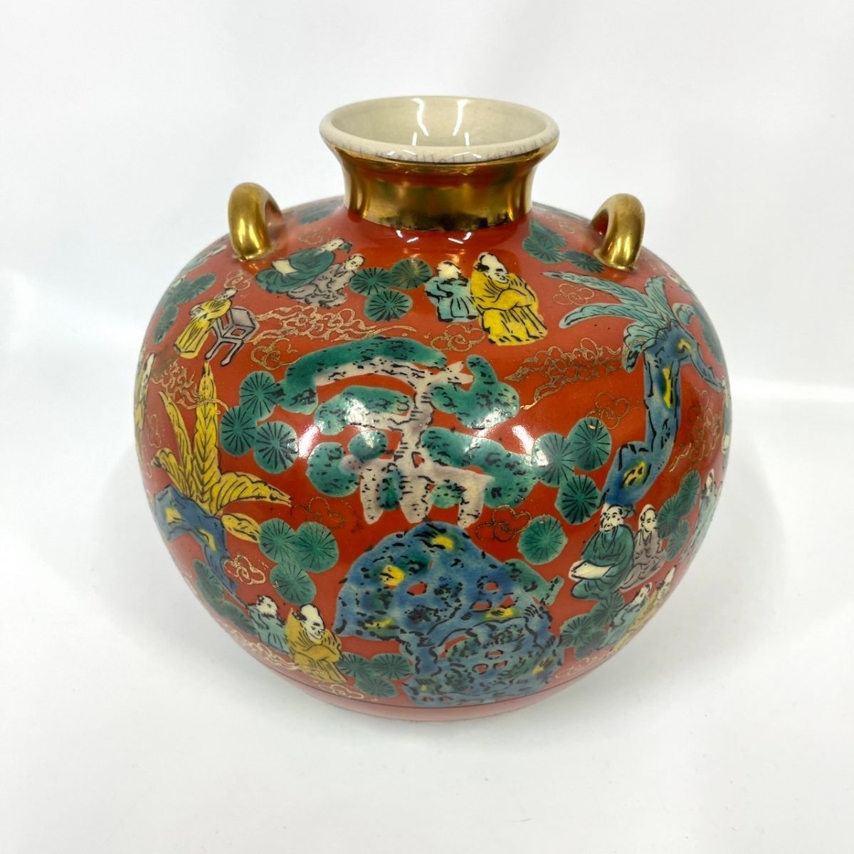 九谷焼・暁堂・壺型花瓶・花器・金彩色絵・No.200926-064・梱包 九谷焼・暁堂・壺型花瓶・花器・金彩色絵・No.200926-064・梱包