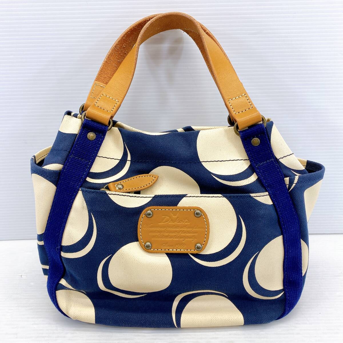 ● Dakota ダコタ ピット ハンド バッグ ドット レディース ネイビー レザー ハンドル ●