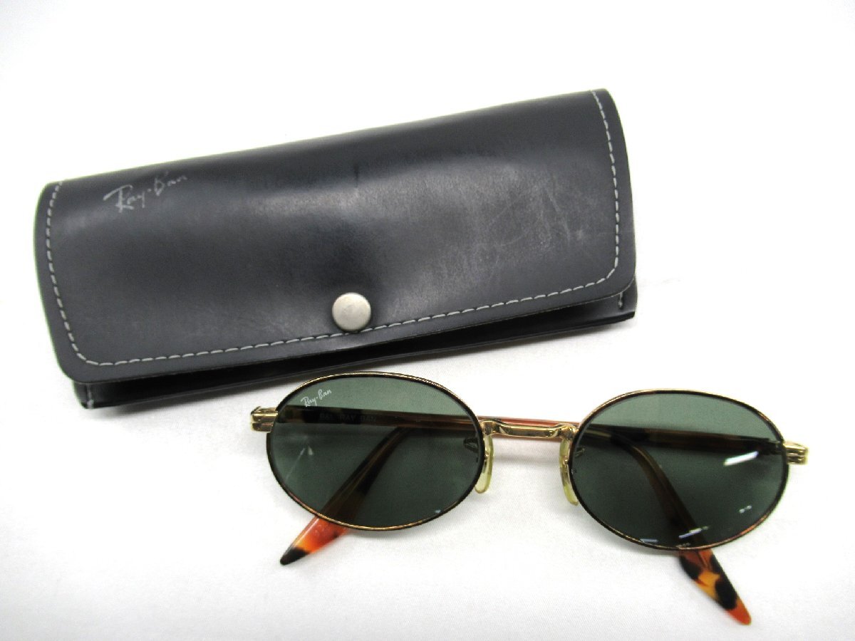 ★同梱不可【B送900円】1164　Ray-Ban　レイバン　サングラス　眼鏡　B&L　ボシュロム　オーバル　べっ甲調　W2188　ゴールドフレーム
