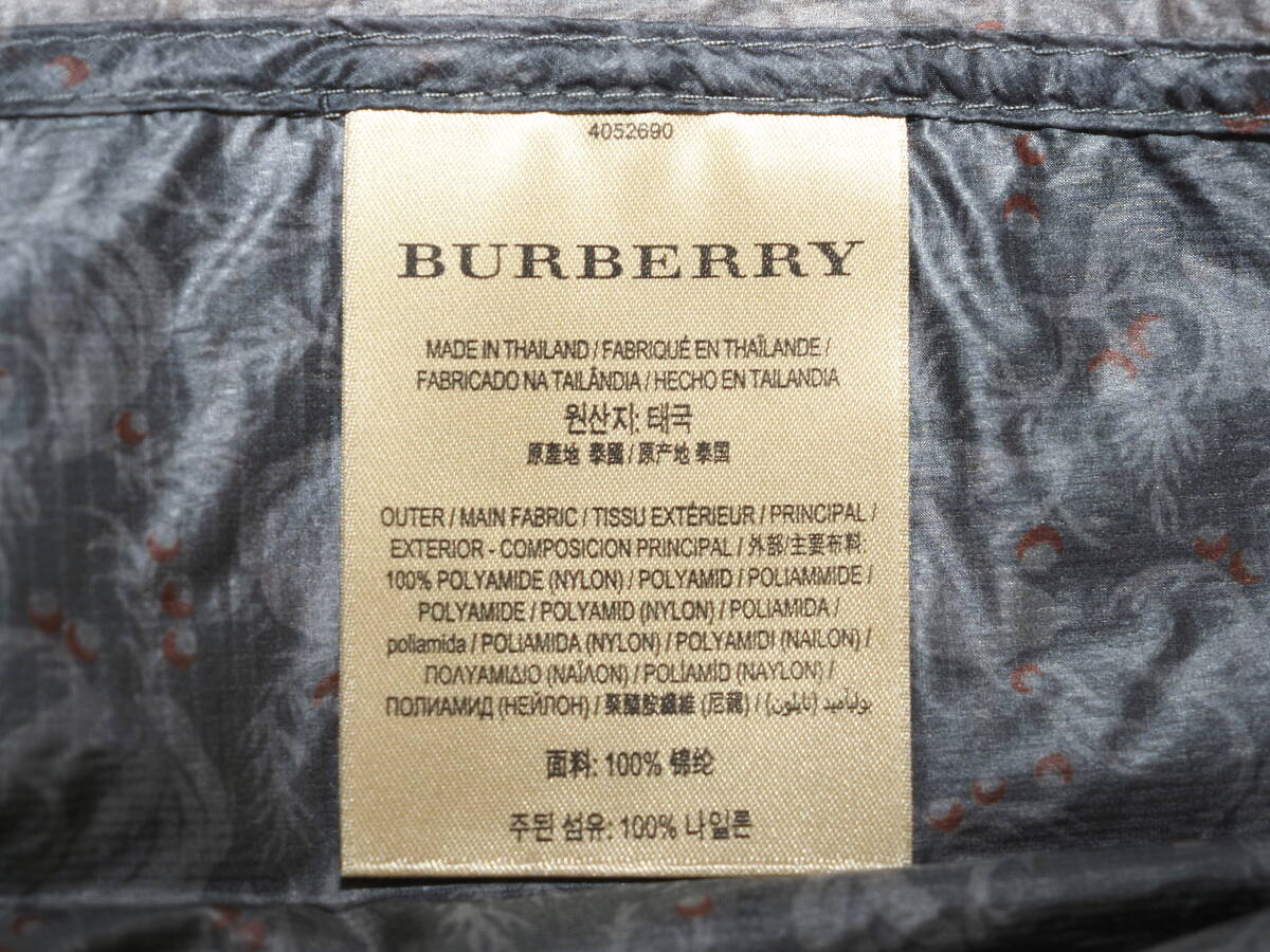 美品 BURBERRY LONDON ENGLAND バーバリー 17SS総柄ナイロンZIPパーカー52灰 プローサム
