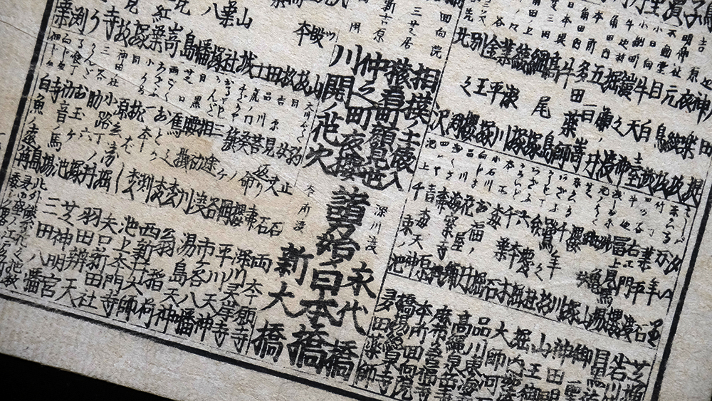 CS4384>【版画】江戸時代刷物◇見立番付◇神社仏閣 旧跡繁花 CS4384>【版画】江戸時代刷物◇見立番付◇神社仏閣 旧跡繁花