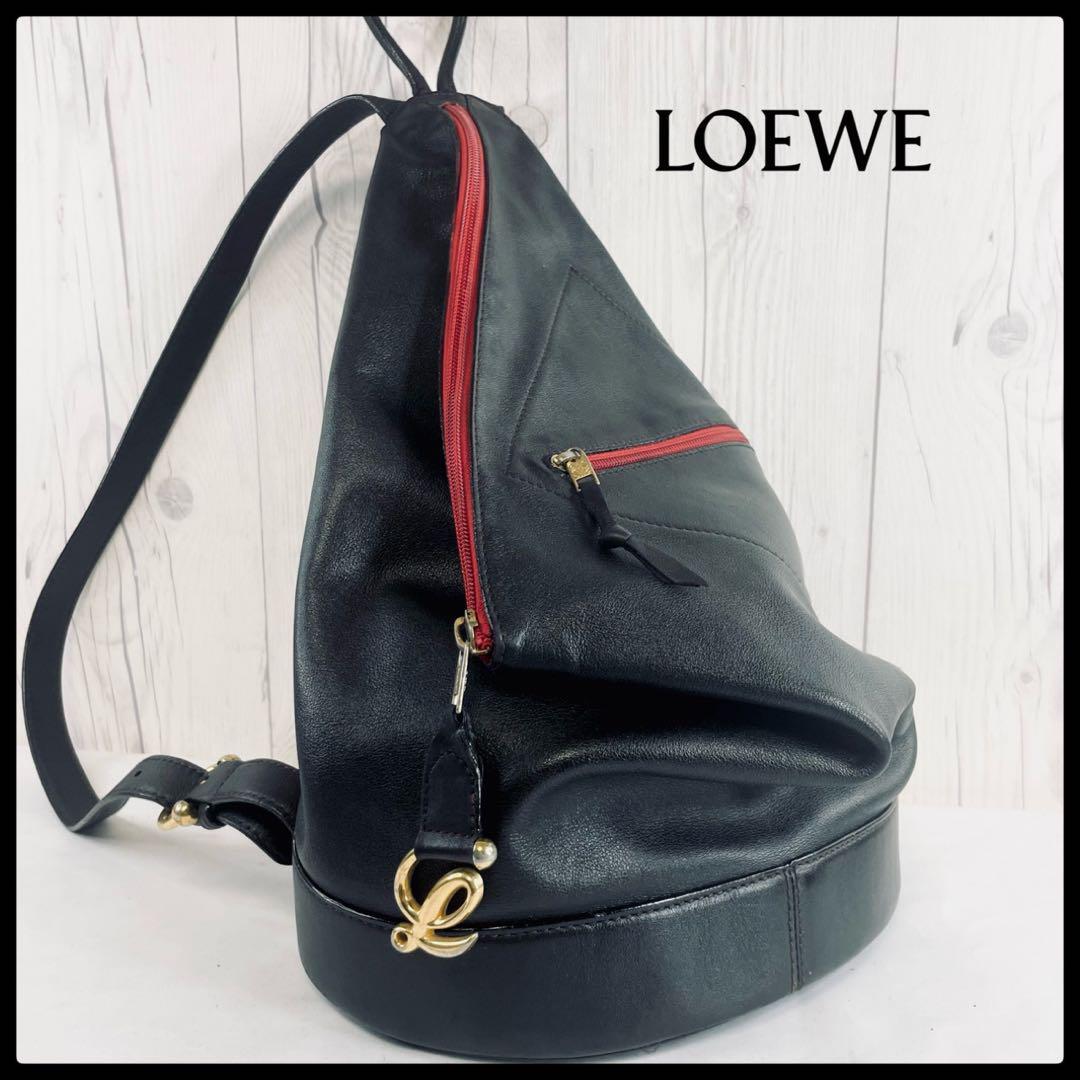 美品 》 ロエベ LOEWE アントン リュック アナグラム ブラック 美品 》 ロエベ LOEWE アントン リュック アナグラム ブラック
