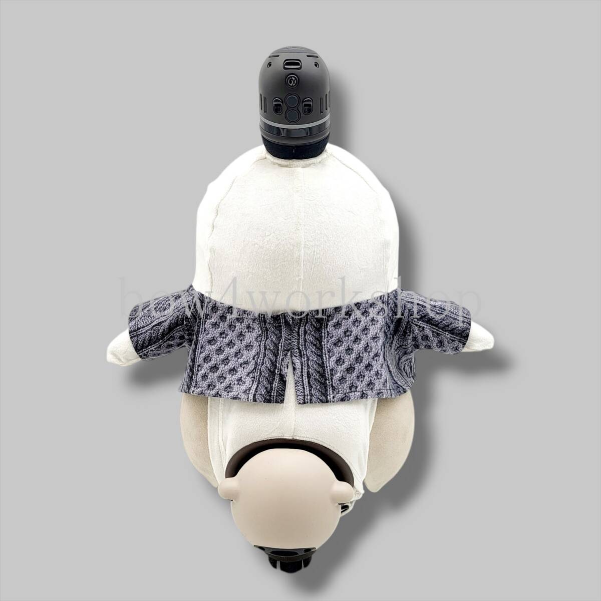 LOVOT ラボットの服ハンドメイド　アレンジリボン付き後ろ開きフェイク ニット プリントシャツ