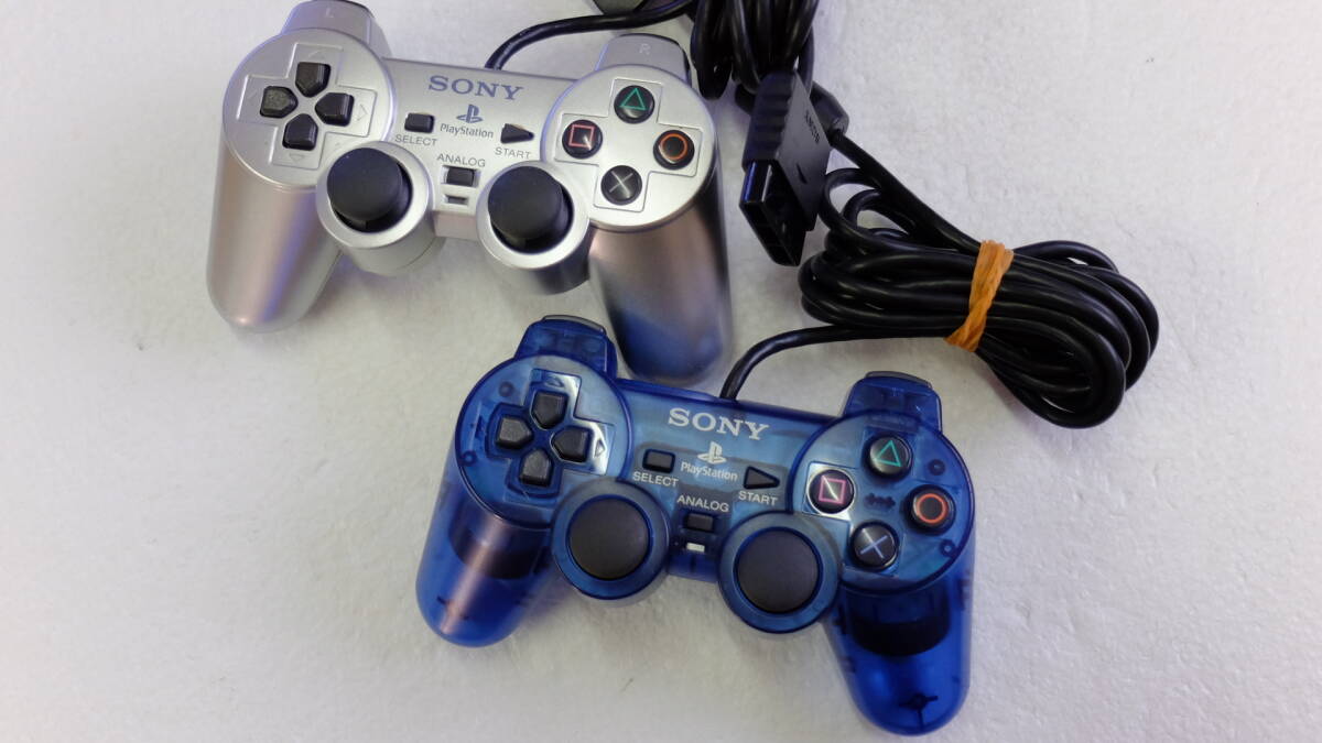 PS2コントローラー まとめて2個セット クリアブルー/シルバー DUALSHOCK2 SCPH-10010 SONY純正品