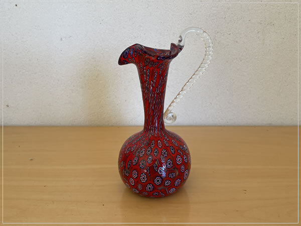 ベネチアンガラス ミルフィオリ ガラス 花瓶 ムラノ プレート フラワーベース ムラーノVINTAGE GLASS フラワーベース ベネチアンガラス