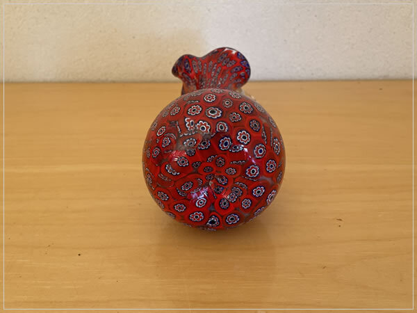 値下MURANO ムラノガラス★約26cm　花瓶　花生 イタリア ミルフィオリ① 値下MURANO ムラノガラス☆約26cm 花瓶 花生 イタリア
