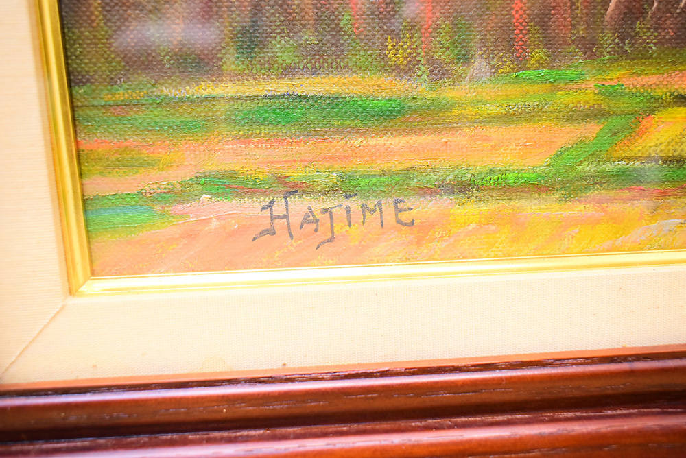 ○【真作】爺ヶ岳/市村一/風景画/田舎/山/田んぼ/油絵/絵画 ○【真作】爺ヶ岳/市村一/風景画/田舎/山/田んぼ/油絵/絵画