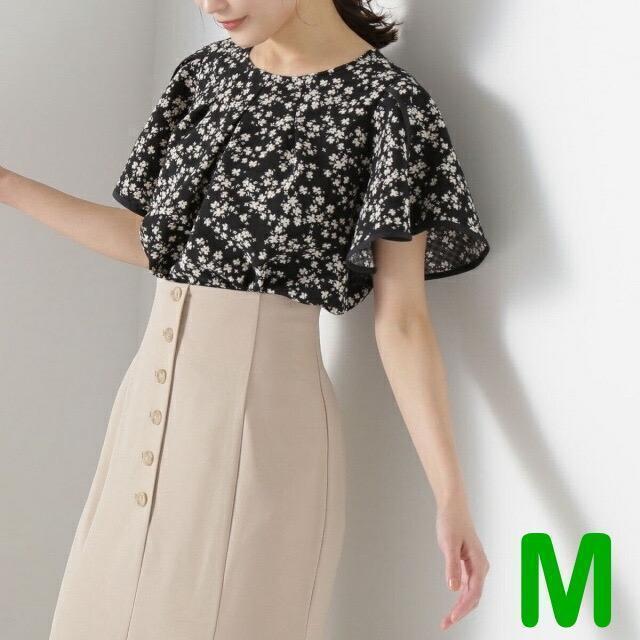 【新品タグ付】ナチュラルビューティーベーシック ブラウス クロベース M 黒 NATURAL BEAUTY BASIC フラワーラッフルブラウス