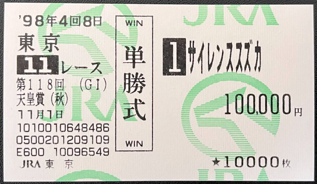 サイレンススズカ 単勝馬券 天皇賞秋 現地|コレクション サイレンススズカ 単勝馬券 天皇賞秋 現地|コレクション