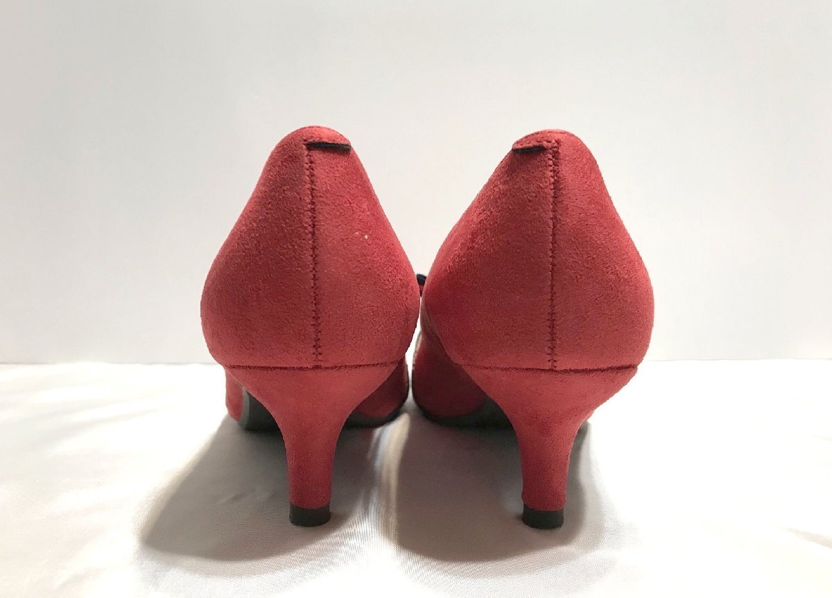 ■【YS-1】 狀態(tài)良好 ■ 銀座ダイアナ DIANA パンプス ■ アルテミス バイ ダイアナ リボン 赤系 ■ 23cm ヒール高5cm 【同梱可能商品】D