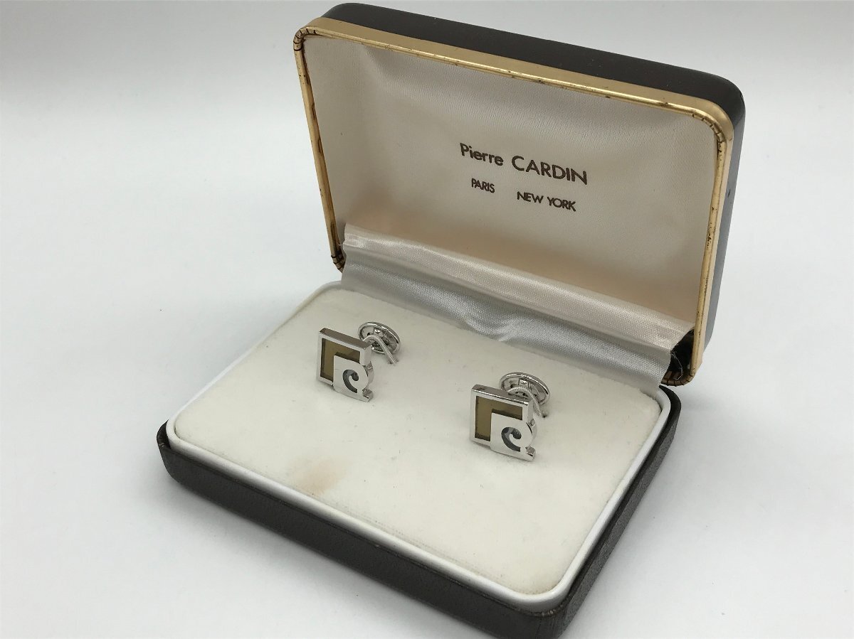 ■【YS-1】 ピエールカルダン pierre cardin カフス ■ シルバー系 トップ1,3cm 【同梱可能商品】K■