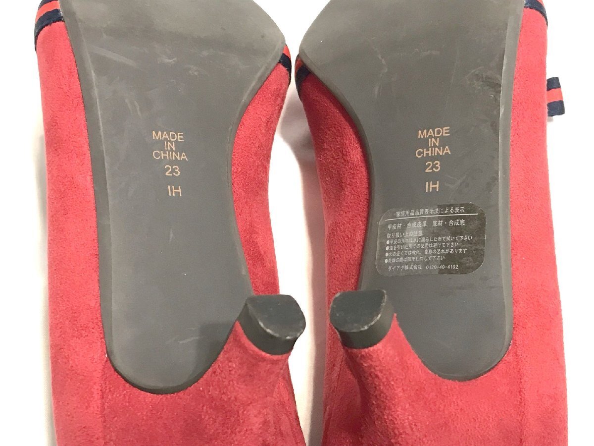 ■【YS-1】 狀態(tài)良好 ■ 銀座ダイアナ DIANA パンプス ■ アルテミス バイ ダイアナ リボン 赤系 ■ 23cm ヒール高5cm 【同梱可能商品】D