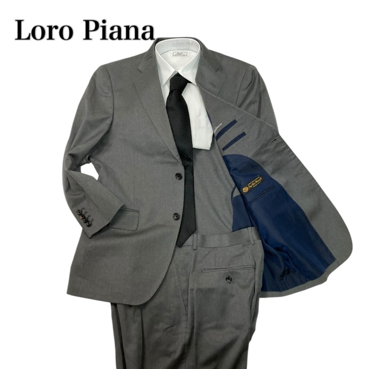 1円スタート LoroPiana ロロピアーナ使用 セットアップ 2パンツスーツ グレー 