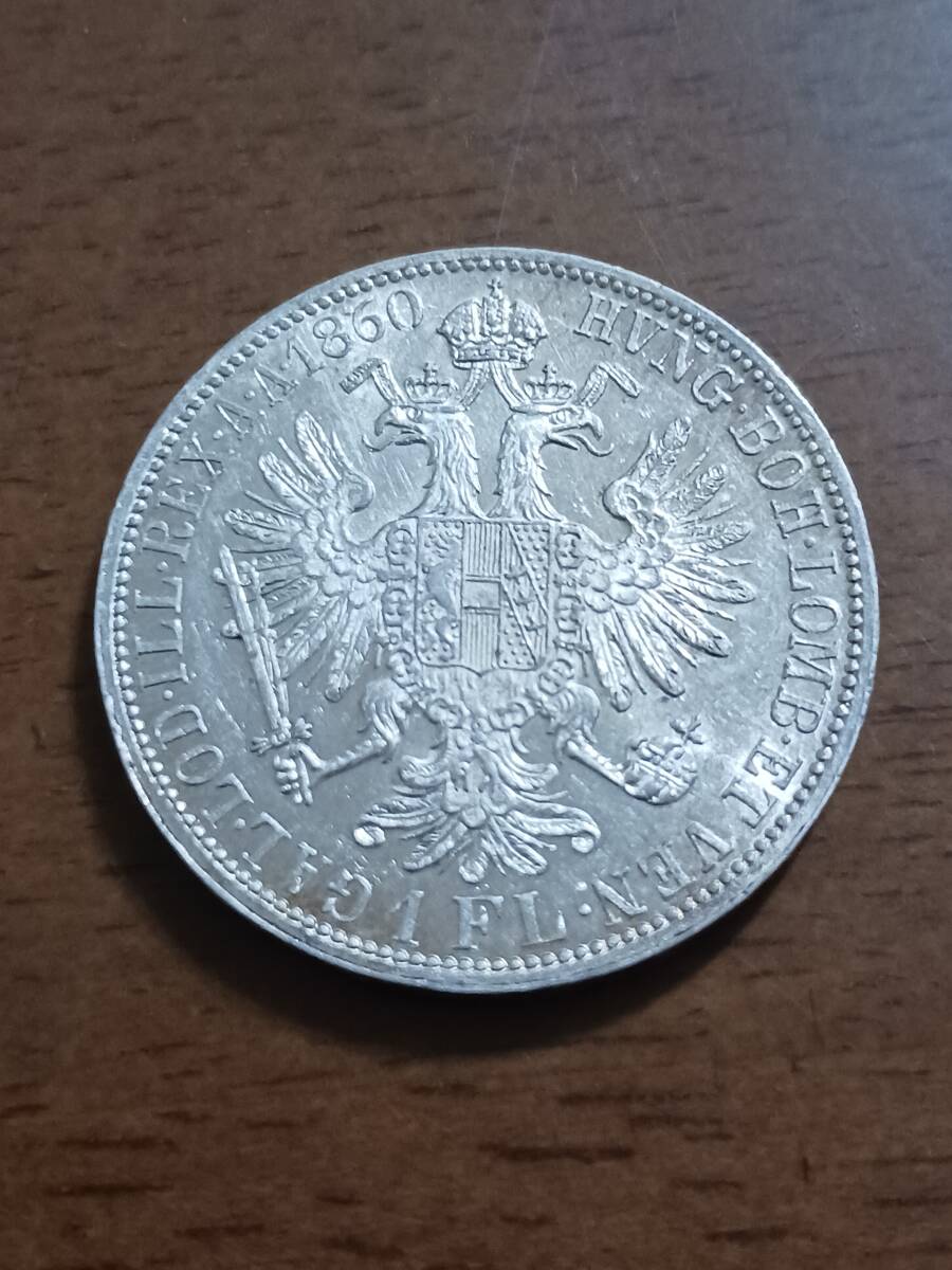 ★オーストリア・ハンガリー帝国★フランツ・ヨーゼフⅠ世★FLORIN銀貨★1860年★極美品★_画像2