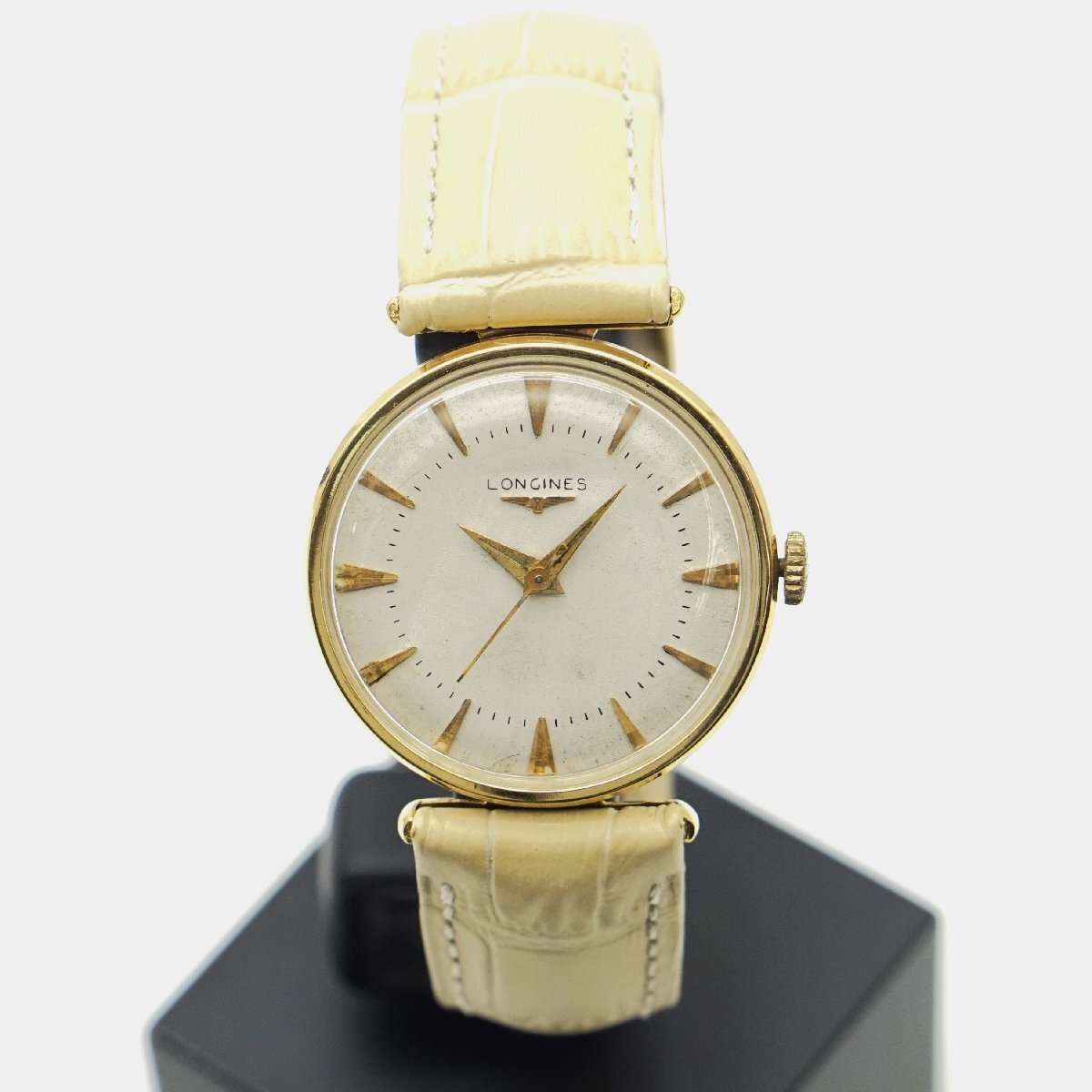 ロンジン 453S 手巻き OH済み 1年保証 1950年代製 ホワイト LONGINES 14金 メッキケース W0179