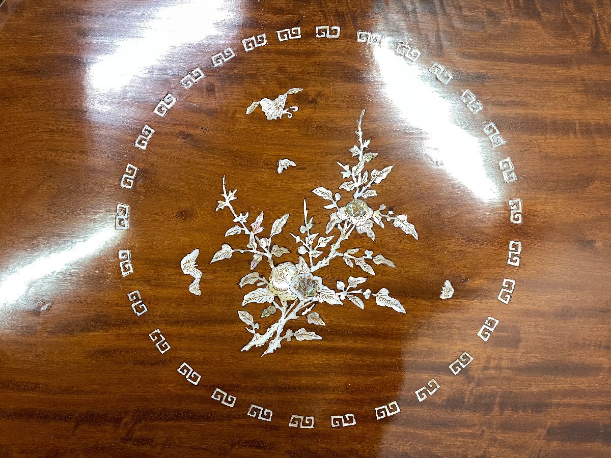 希少!豪華 螺鈿細工 花梨 ダイニングテーブル&チェア5点セット 希少!豪華 螺鈿細工 花梨 ダイニングテーブル&チェア5点セット