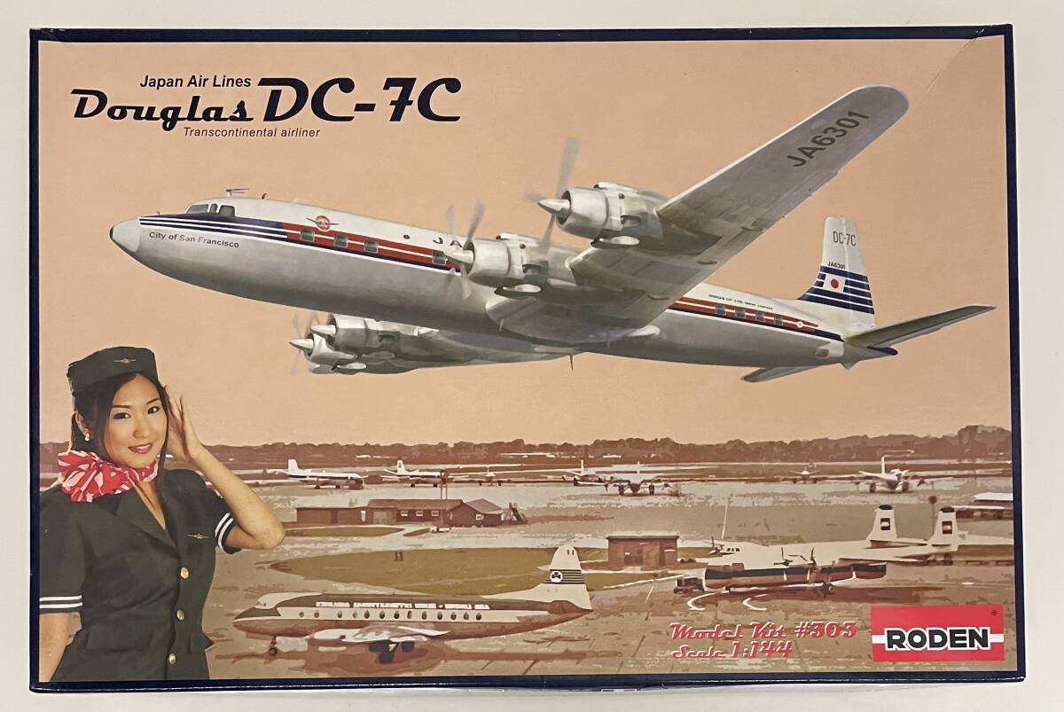 送料450円～ 希少 未使用品 国内未発売 Roden ローデン 1/144 日本航空 ダグラス DC-7C JAL 完全新規金型 プラモデル